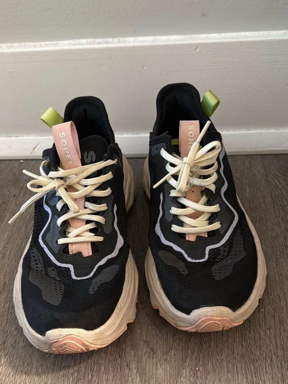 Sorel Black Sneakers with Pink and Cream Accents